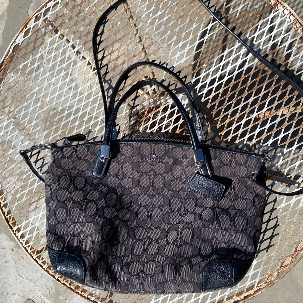COACH Signature Mini Kelsey Black Smoke/Black Satchel Crossbody bag 13x9”